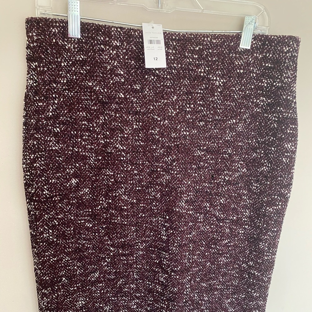 Ann Taylor Tweed Skirt wine and white